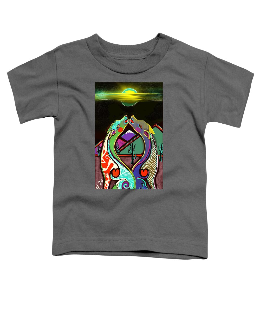 Coyote Moon Toddler T-Shirt featuring the digital art 2 Heart Moon by Hans Magden