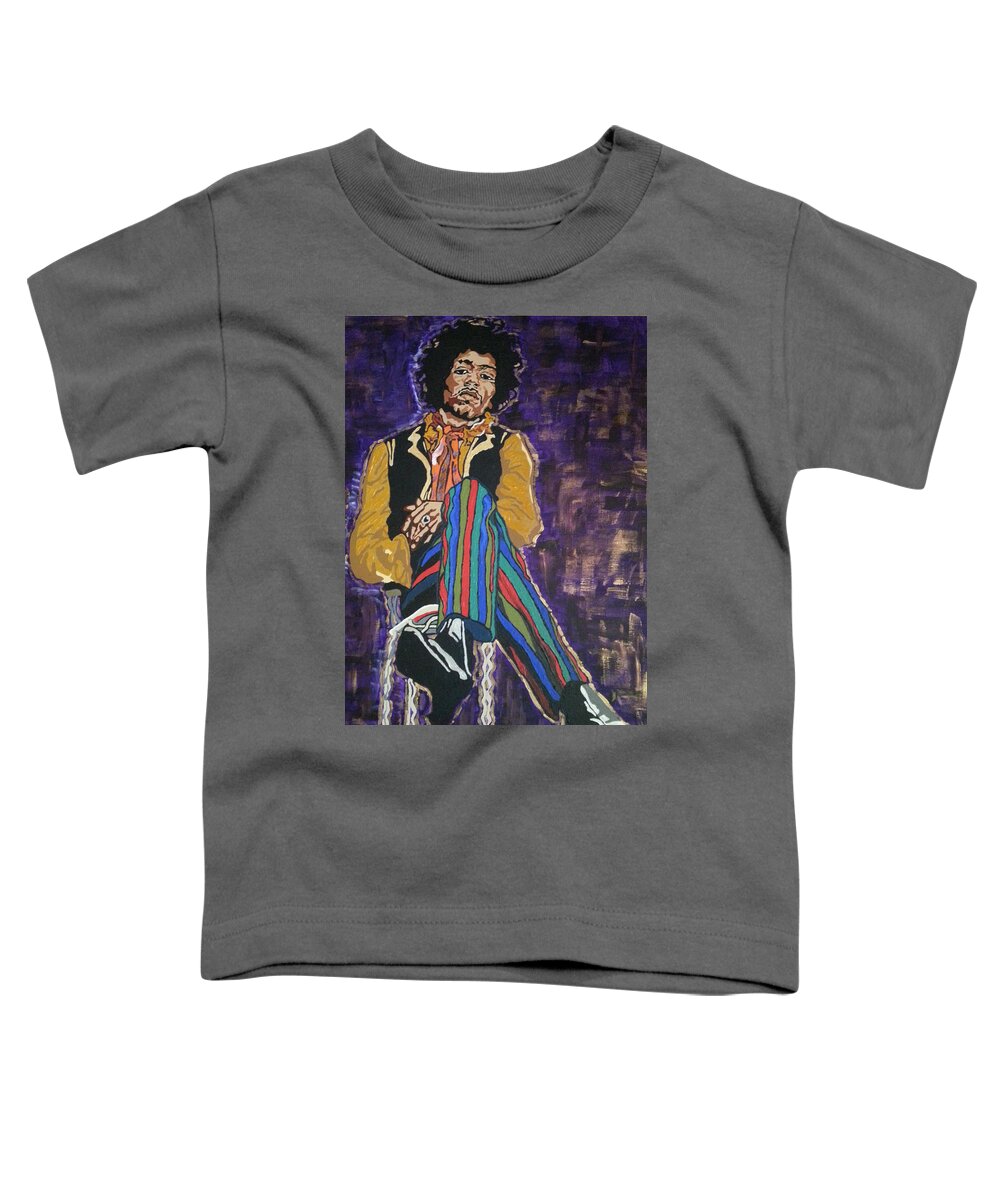 Jimi Hendrix Toddler T-Shirt featuring the painting Jimi #2 by Rachel Natalie Rawlins