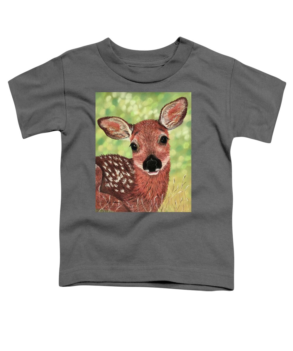 Deer Toddler T-Shirt featuring the pastel Little Fawn #1 by Lyn DeLano