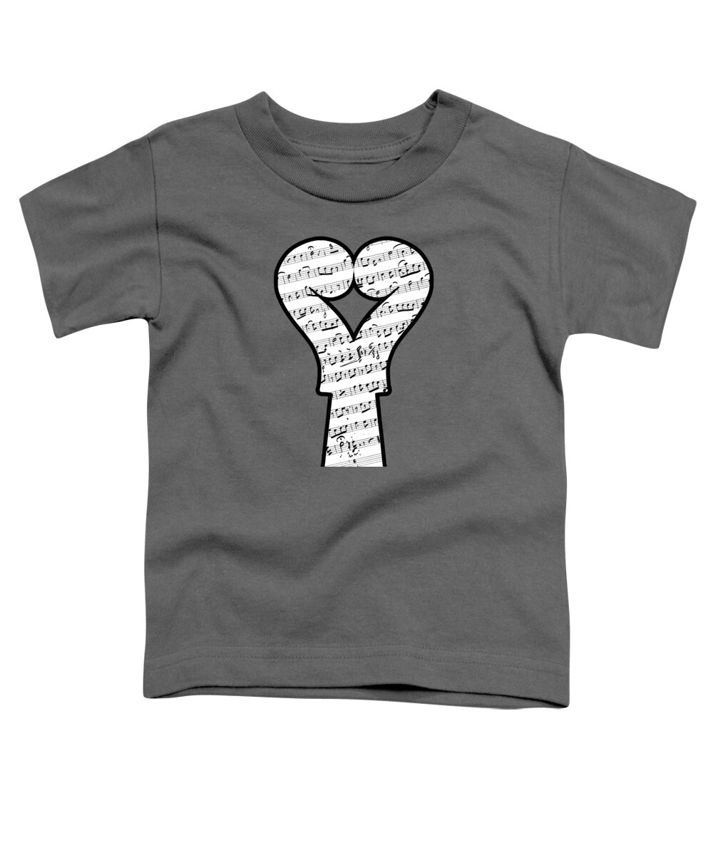 Music Toddler T-Shirt featuring the digital art Music lover with two violins in heart shape and musical notes #2 by Gregory DUBUS