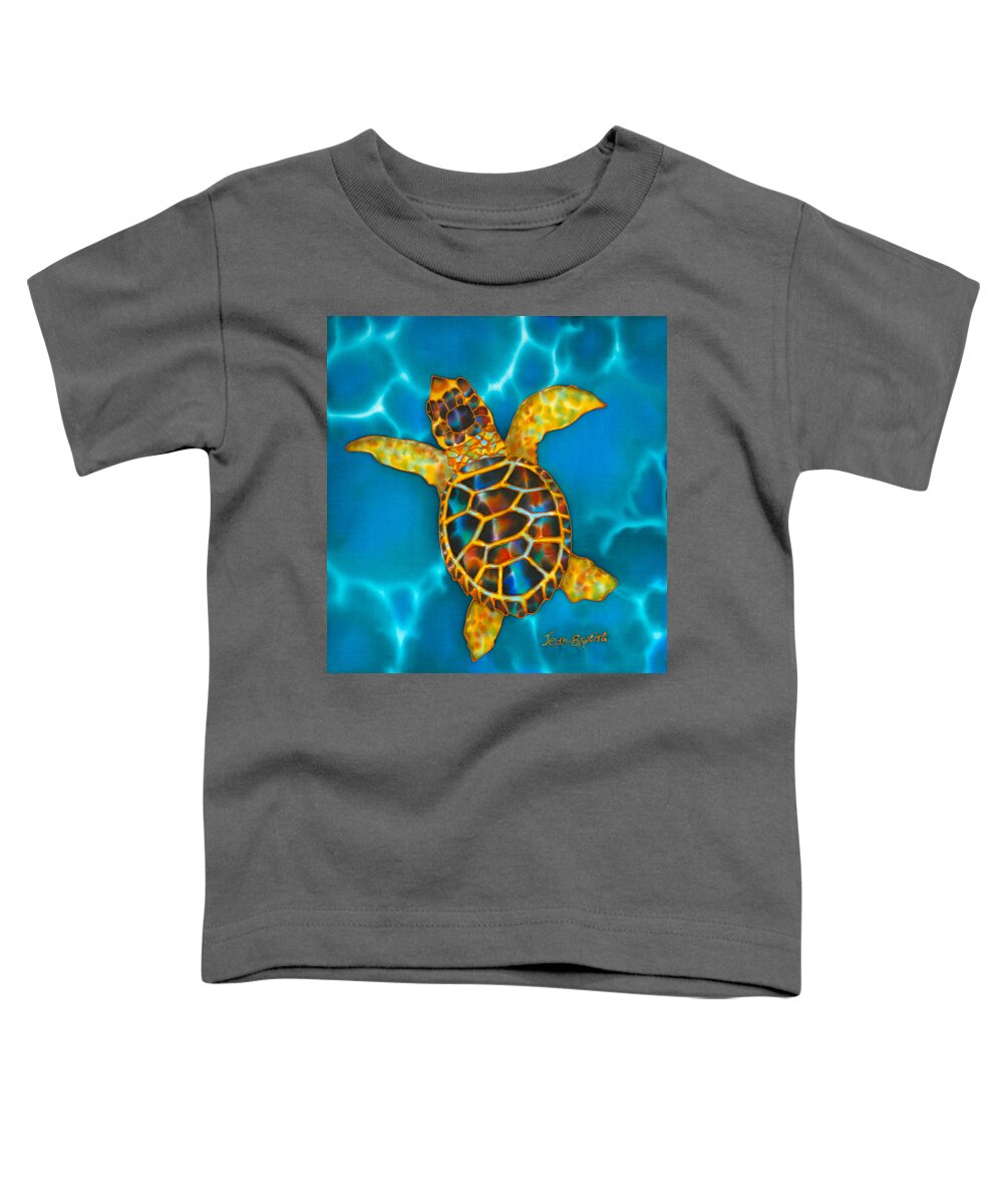 Sea Turtle Toddler T-Shirt featuring the painting Opal Sea Turtle by Daniel Jean-Baptiste