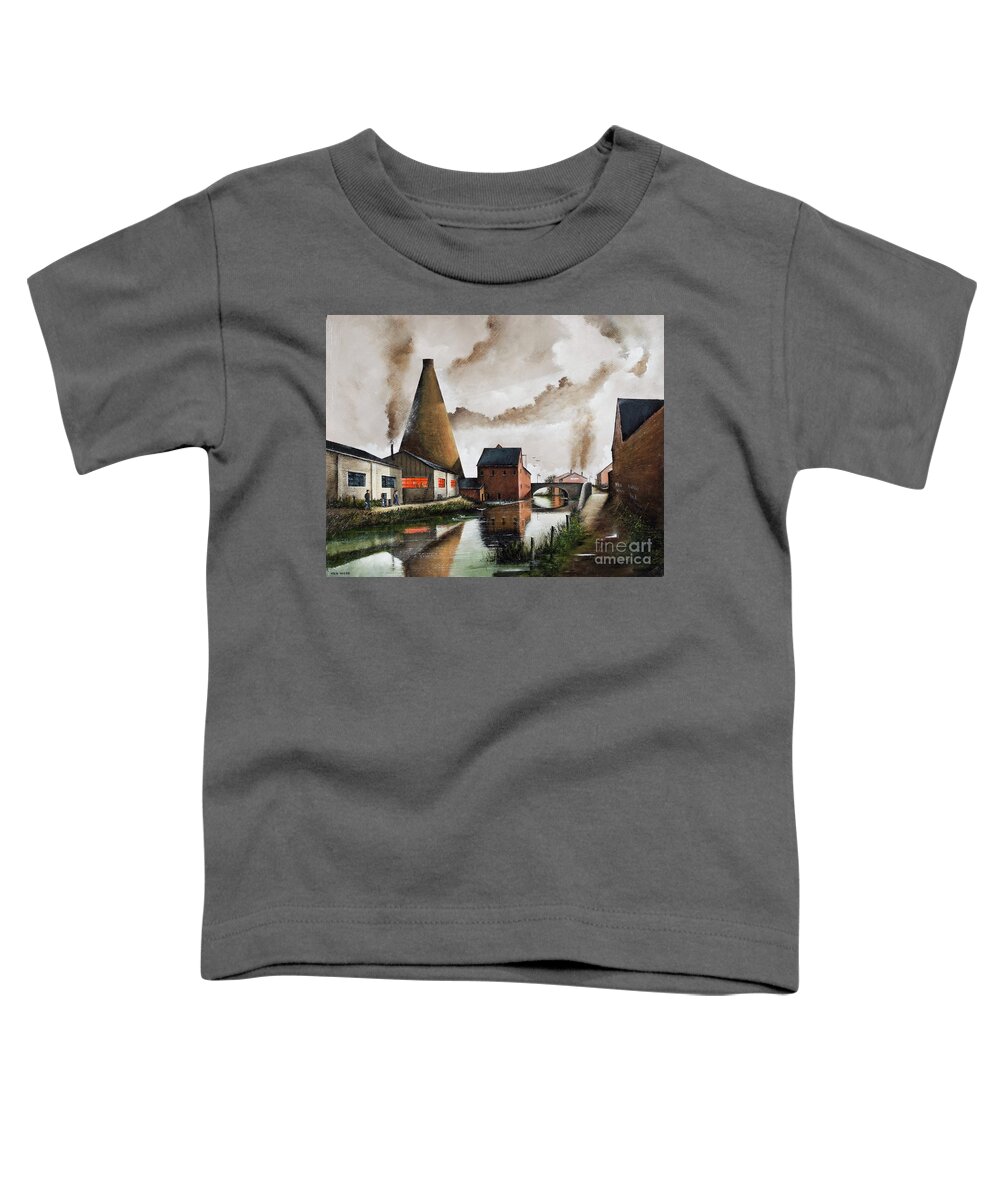 England Toddler T-Shirt featuring the painting The Red House Cone, Wordsley, Stourbridge - England #2 by Ken Wood