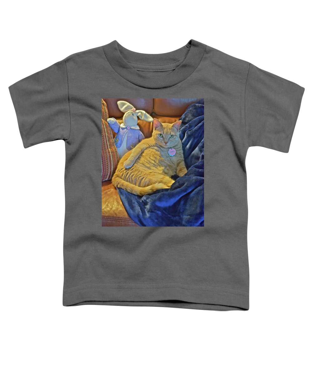 Tabby Cat Toddler T-Shirt featuring the photograph 2020 Interrupted by Janis Senungetuk