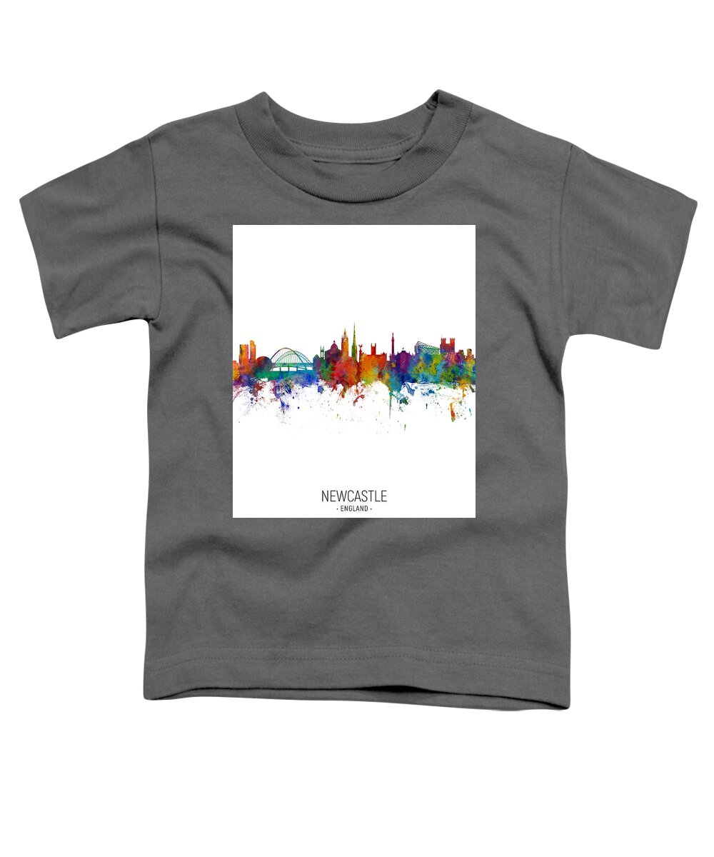 Newcastle Toddler T-Shirt featuring the digital art Newcastle England Skyline #25 by Michael Tompsett