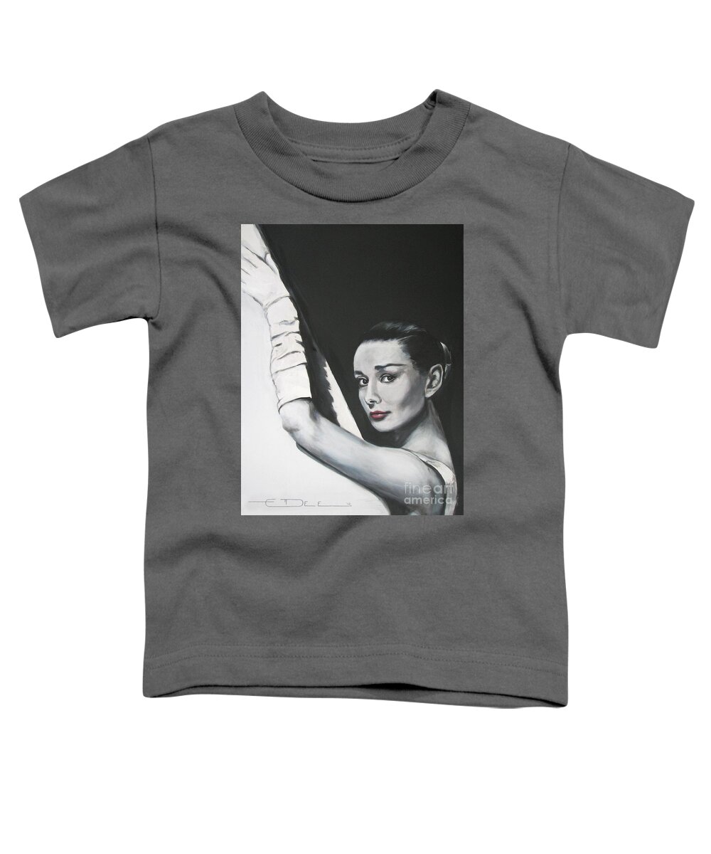 Audrey Hepburn Toddler T-Shirt featuring the painting Audrey Hepburn #3 by Eric Dee