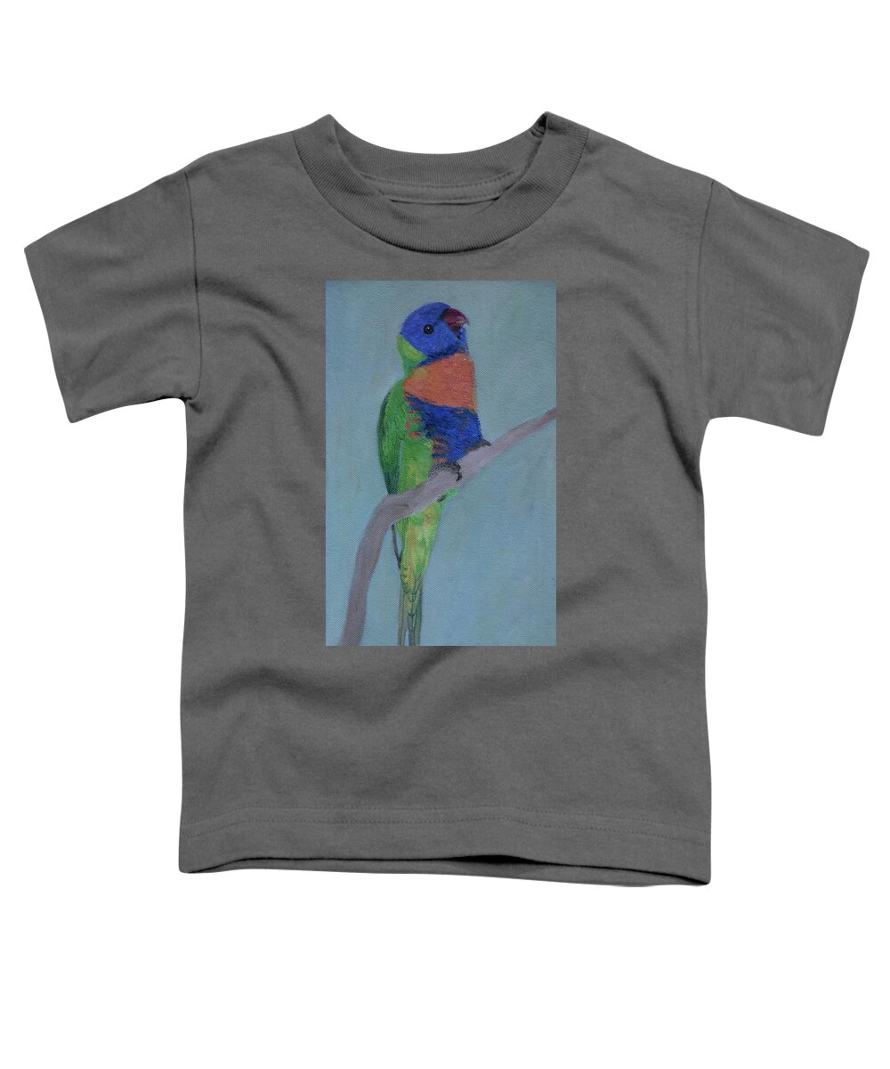 Bird Toddler T-Shirt featuring the painting Rainbow Lorikeet #3 by Masami IIDA