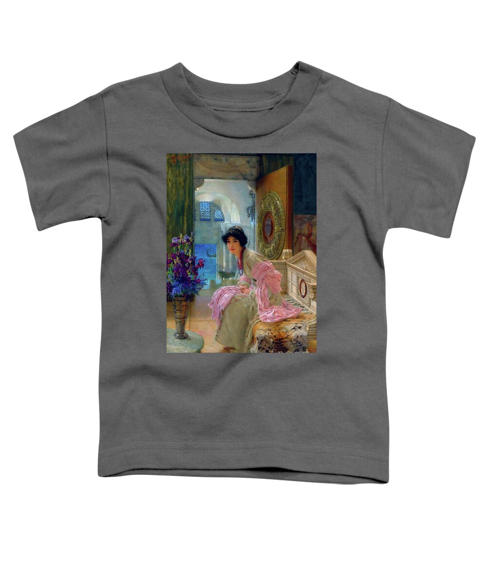 Academism Toddler T-Shirt featuring the painting Watching and waiting #3 by Lawrence Alma Tadema