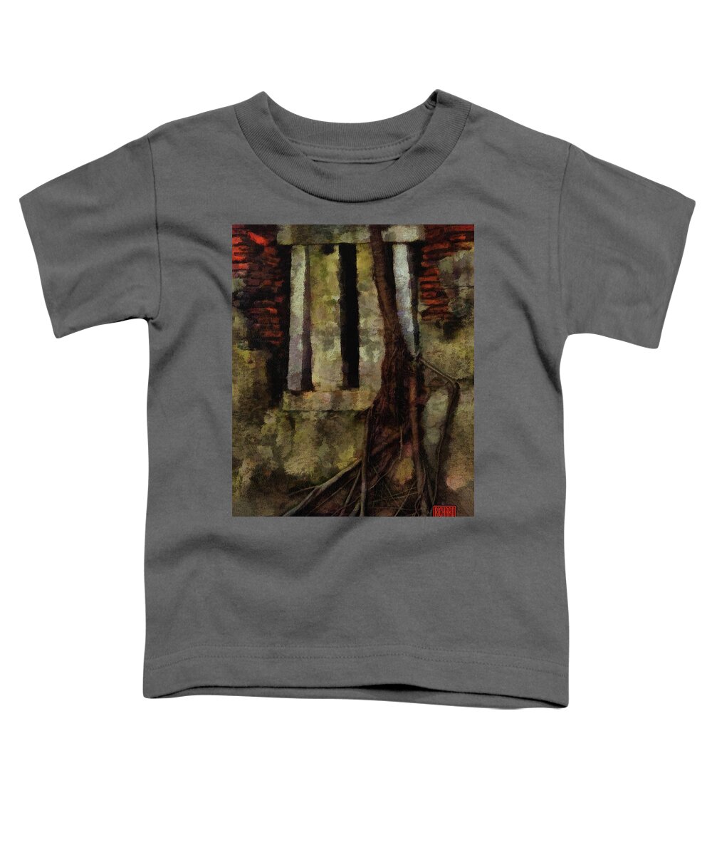 Architecture Toddler T-Shirt featuring the mixed media 305 Window Anping Tree House Ruins, Tainan, Taiwan by Richard Neuman Abstract Art
