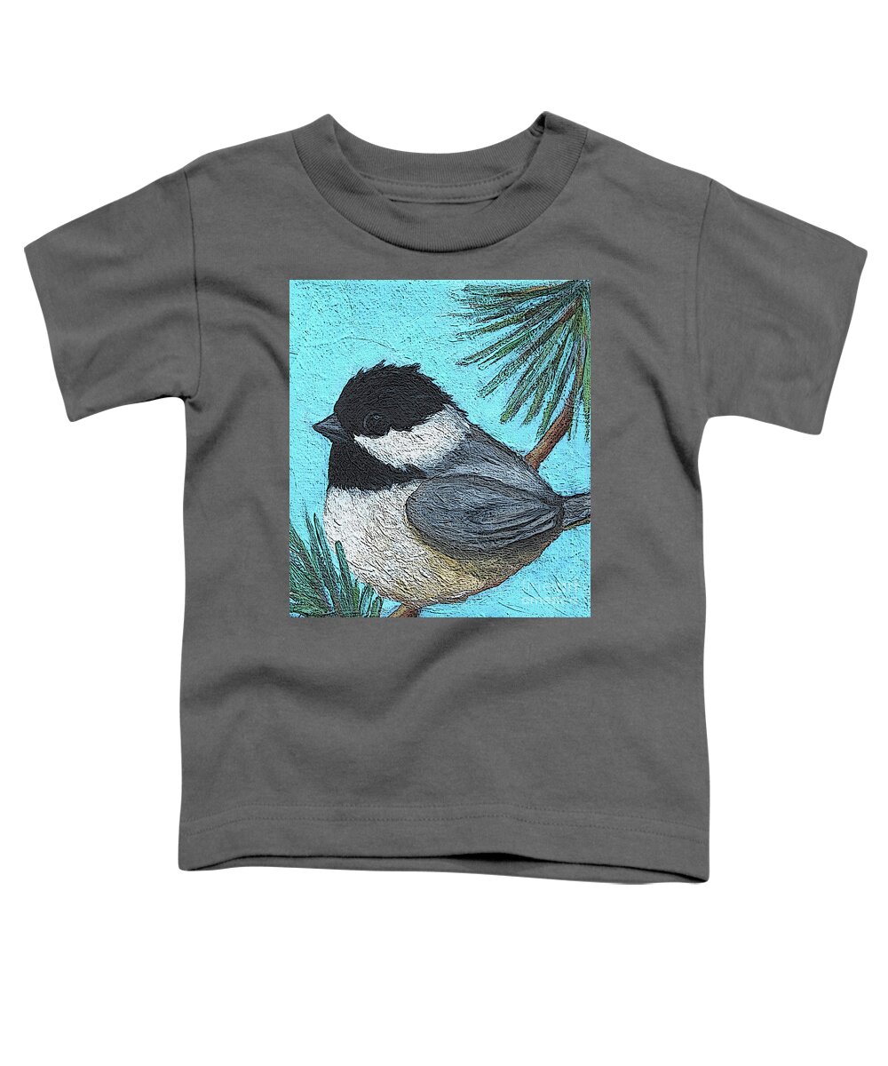 Bird Toddler T-Shirt featuring the painting 33 Chickadee by Victoria Page