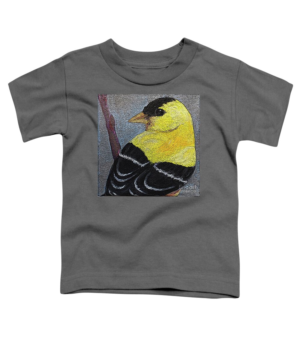 Bird Toddler T-Shirt featuring the painting 48 Gold Finch by Victoria Page