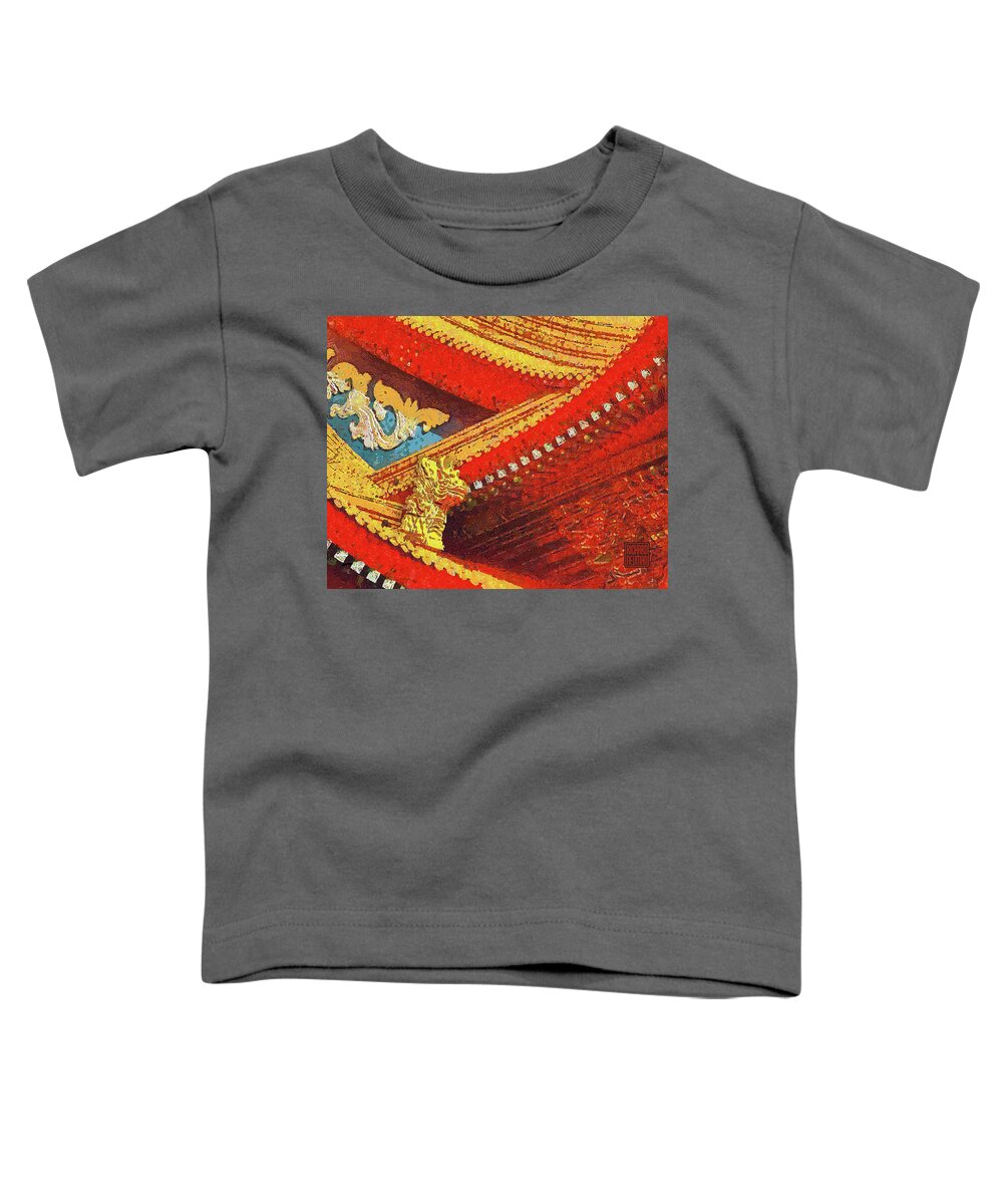 Abstract Toddler T-Shirt featuring the mixed media 670 Bold Color Architectural Detail, National Theater, Taipei, Taiwan by Richard Neuman Abstract Art
