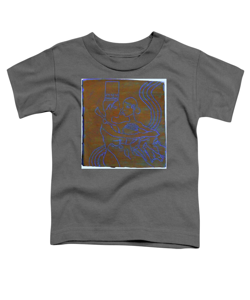 Jesus Toddler T-Shirt featuring the ceramic art Kintu and Nambi Journey To Earth #7 by Gloria Ssali