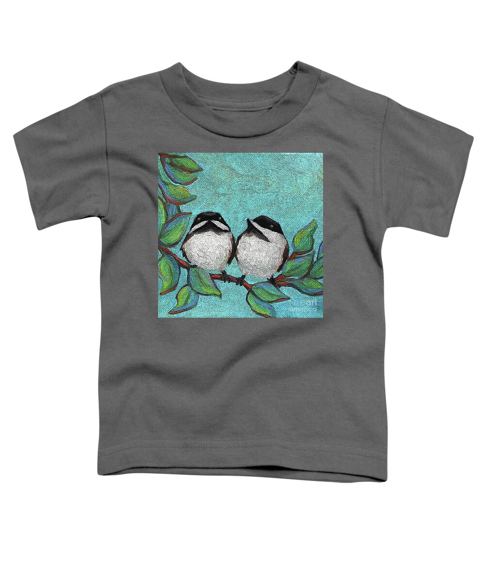 Birds Toddler T-Shirt featuring the painting 7 Two Chicks by Victoria Page