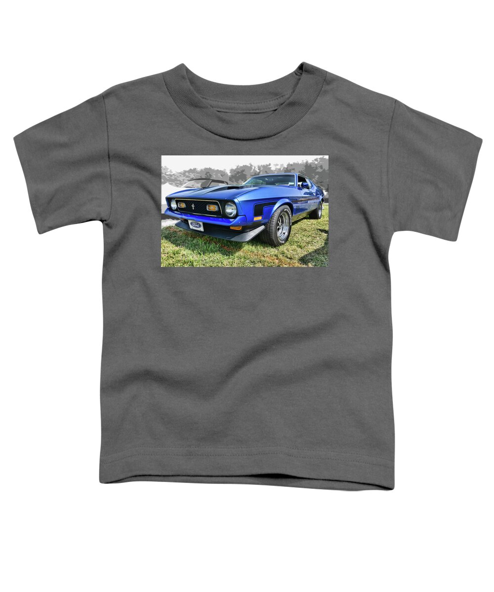 Car Toddler T-Shirt featuring the photograph '71 Ford Mustang Mach 1 #71 by Daniel Adams
