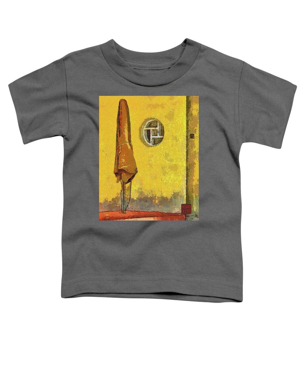 Architecture Toddler T-Shirt featuring the mixed media 796 Round Window Stucco Wall Umbrella, Thu Ban River, Vietnam by Richard Neuman Abstract Art