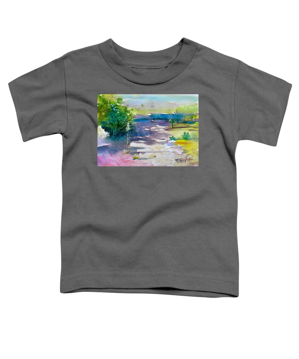 Desert Landscape Toddler T-Shirt featuring the painting A Dry Desert Wash by Cheryl Prather