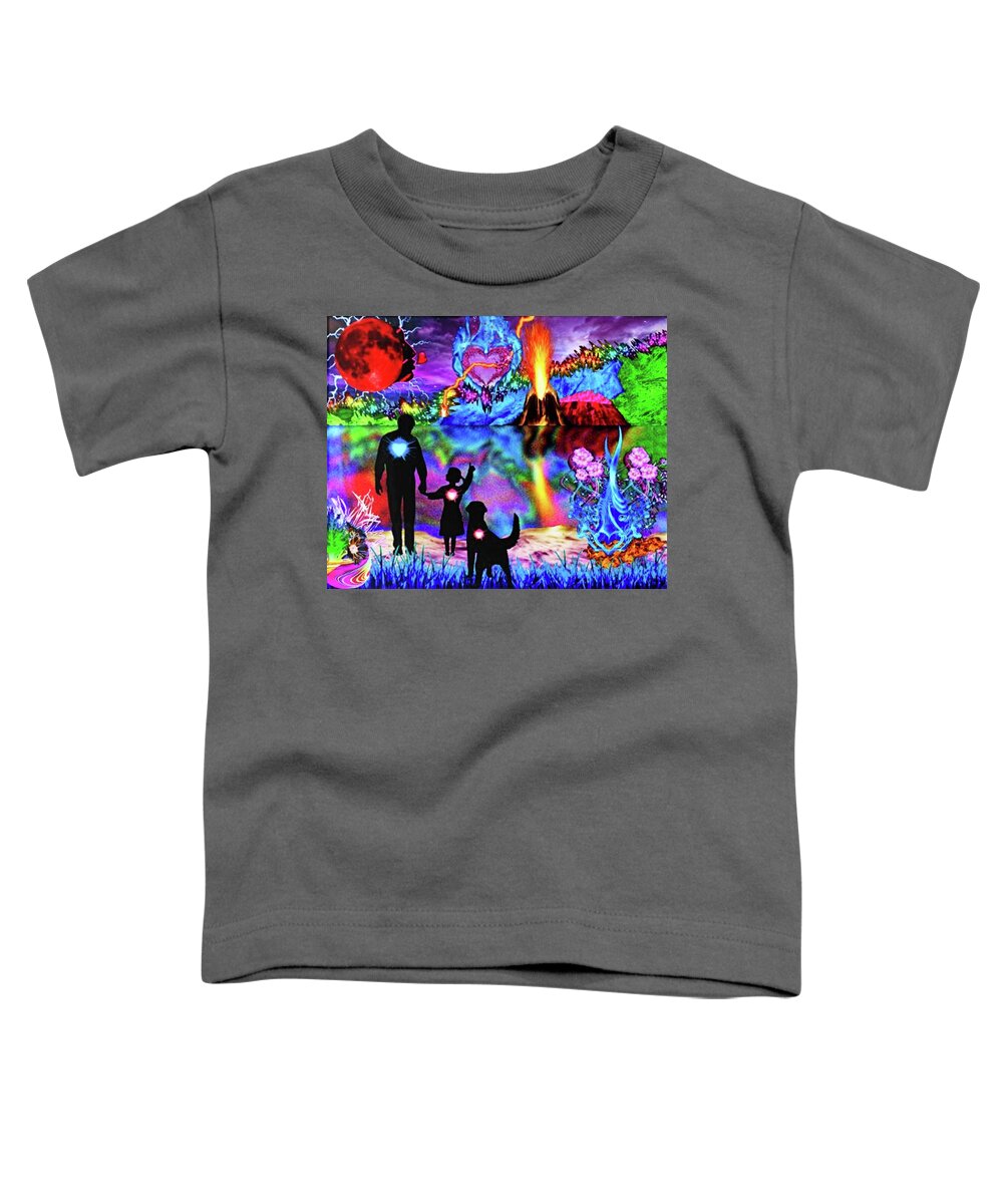 A Fathers Love Poem Toddler T-Shirt featuring the digital art A Fathers Love Magical Manifestation by Stephen Battel