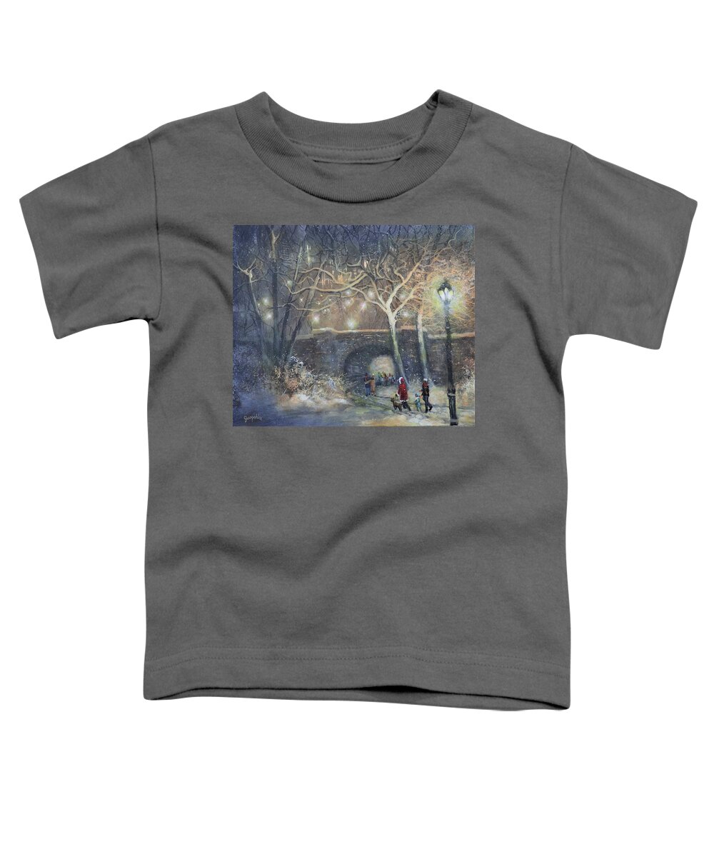 Snowfall Toddler T-Shirt featuring the painting A Magical Walk by Tom Shropshire