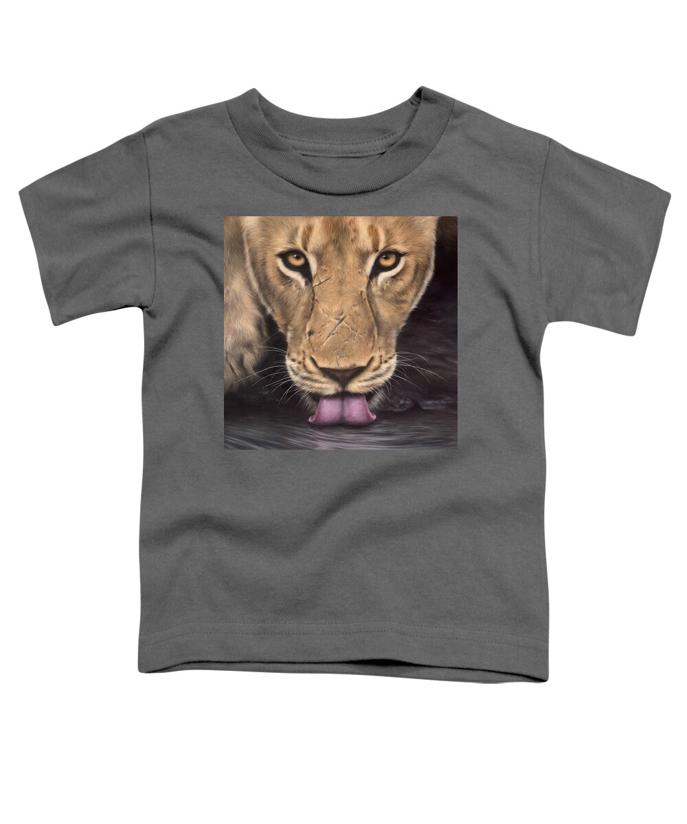 Lion Toddler T-Shirt featuring the painting African Lioness Face by Rachel Stribbling