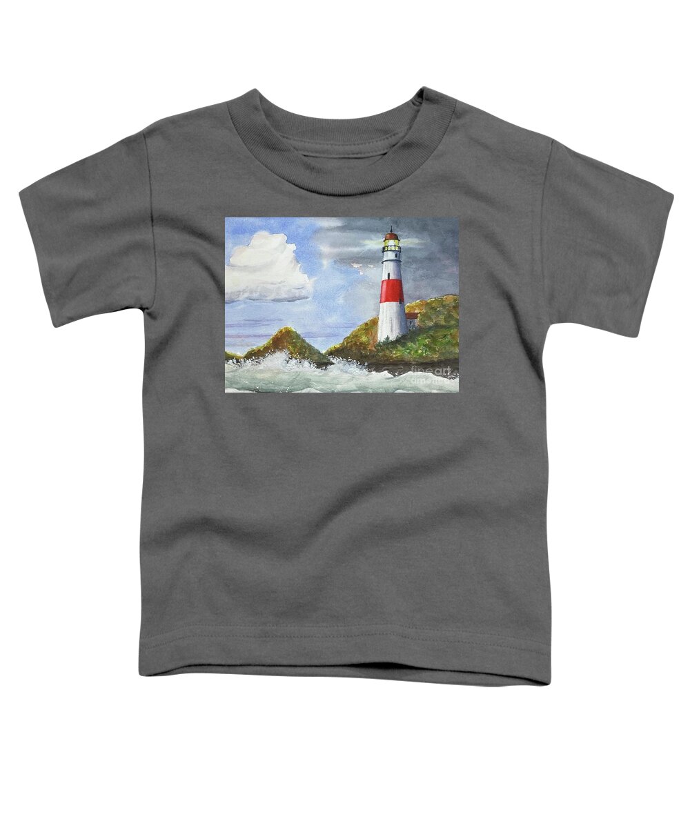 Lighthouse Toddler T-Shirt featuring the painting After the Storm by Joseph Burger
