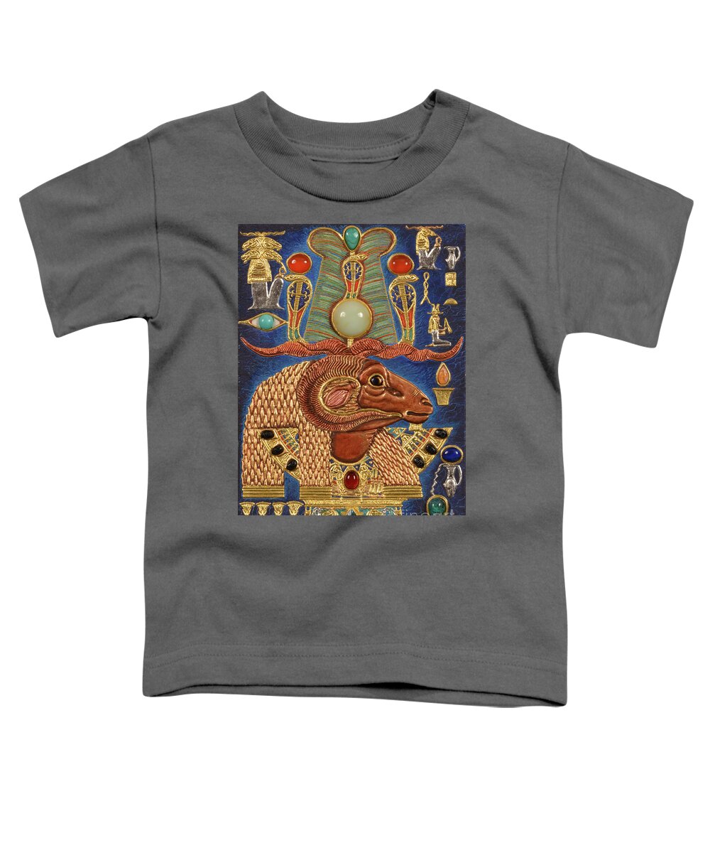 Ancient Toddler T-Shirt featuring the mixed media Akem-Shield of Khnum-Ptah-Tatenen and the Egg of Creation by Ptahmassu Nofra-Uaa