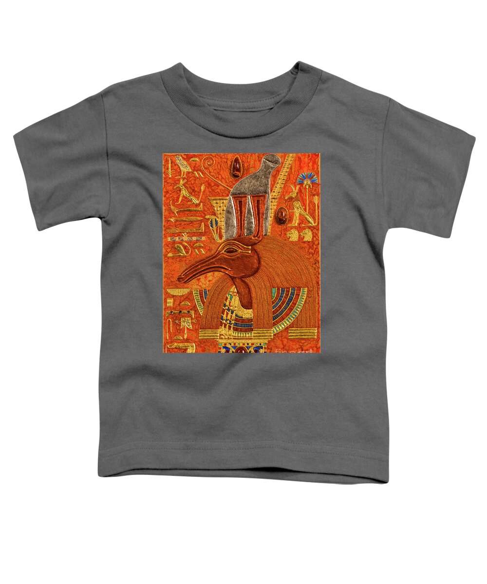 Ancient Toddler T-Shirt featuring the mixed media Akem-Shield of Sutekh Who is Great of Strength by Ptahmassu Nofra-Uaa
