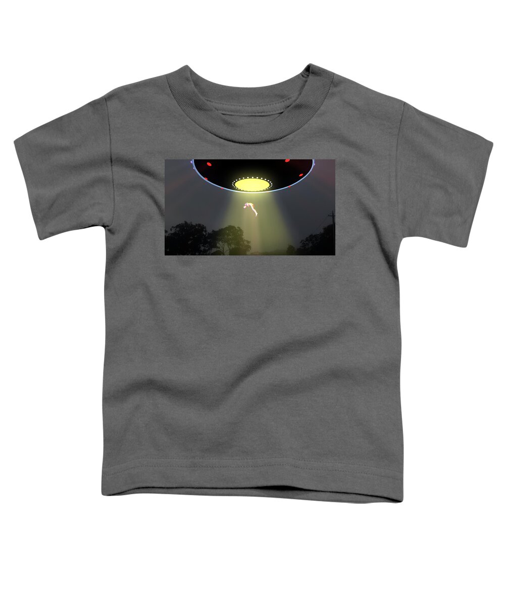 Ufo Toddler T-Shirt featuring the digital art Alien Abduction Grey by Russell Kightley