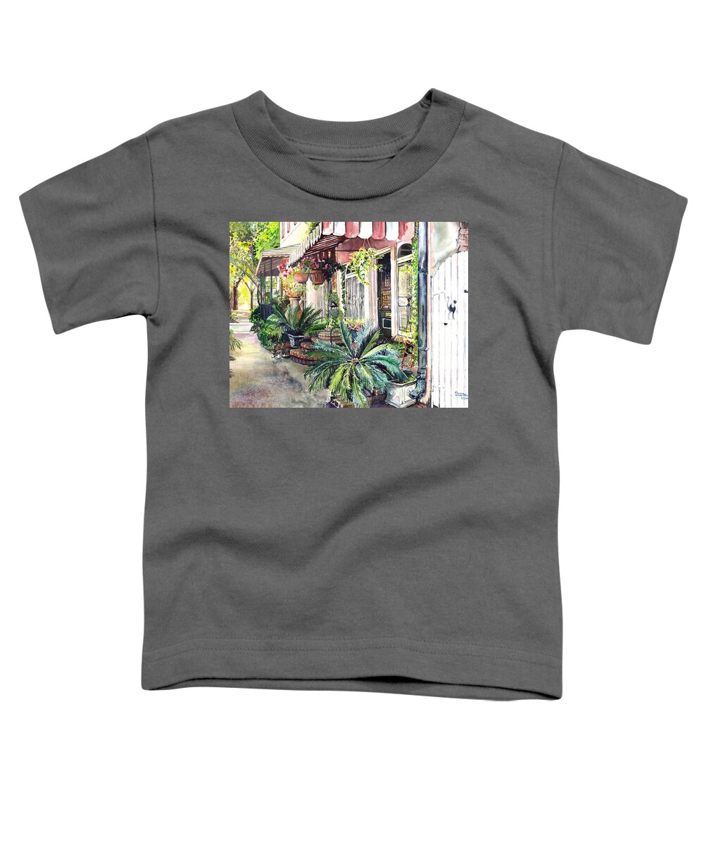 Savannah Toddler T-Shirt featuring the painting Alley Cats by Merana Cadorette