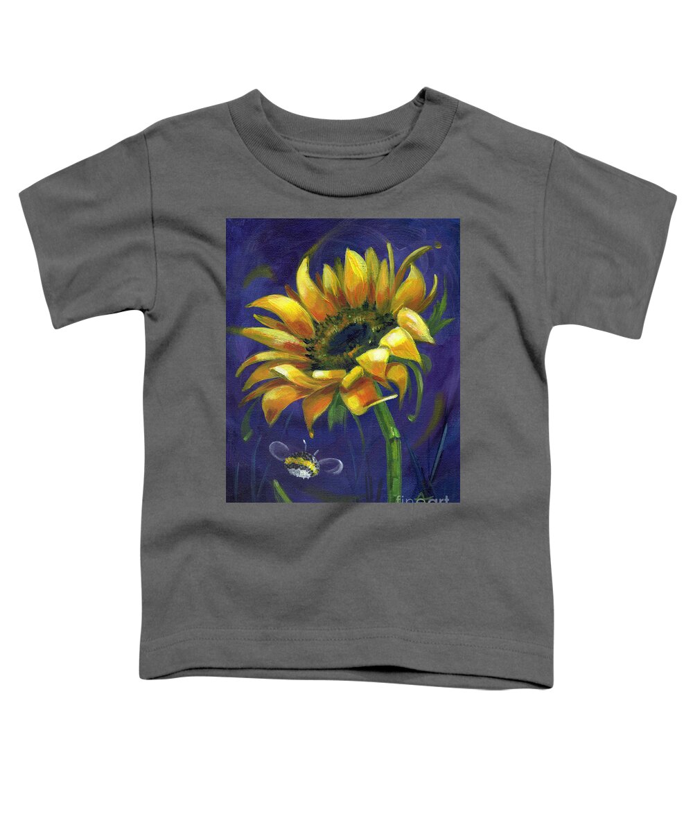 Sunflower Toddler T-Shirt featuring the painting Almost Home - Sunflower Painting by Annie Troe
