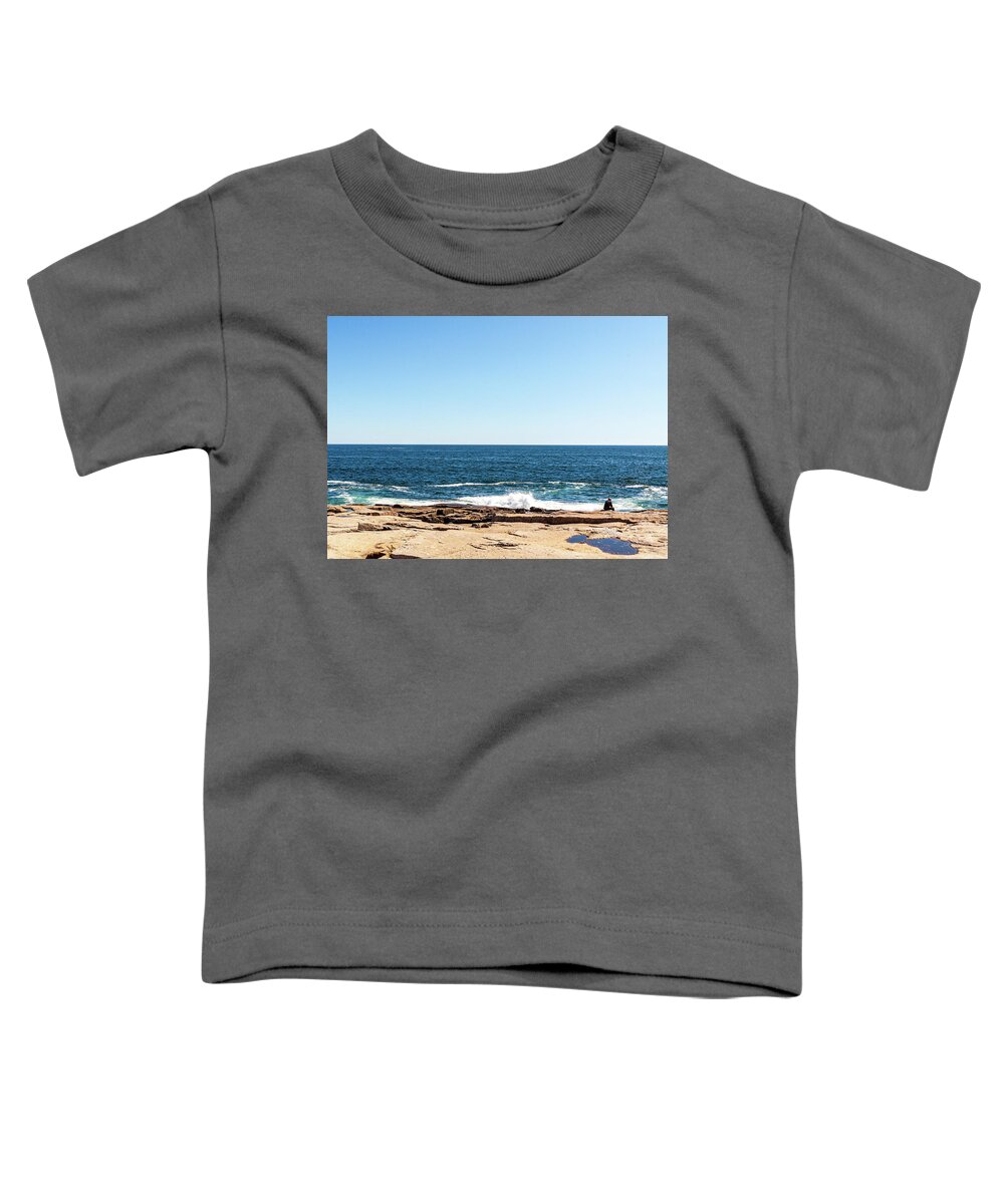 Acadia Toddler T-Shirt featuring the photograph Alone With His Thoughts by Amelia Pearn