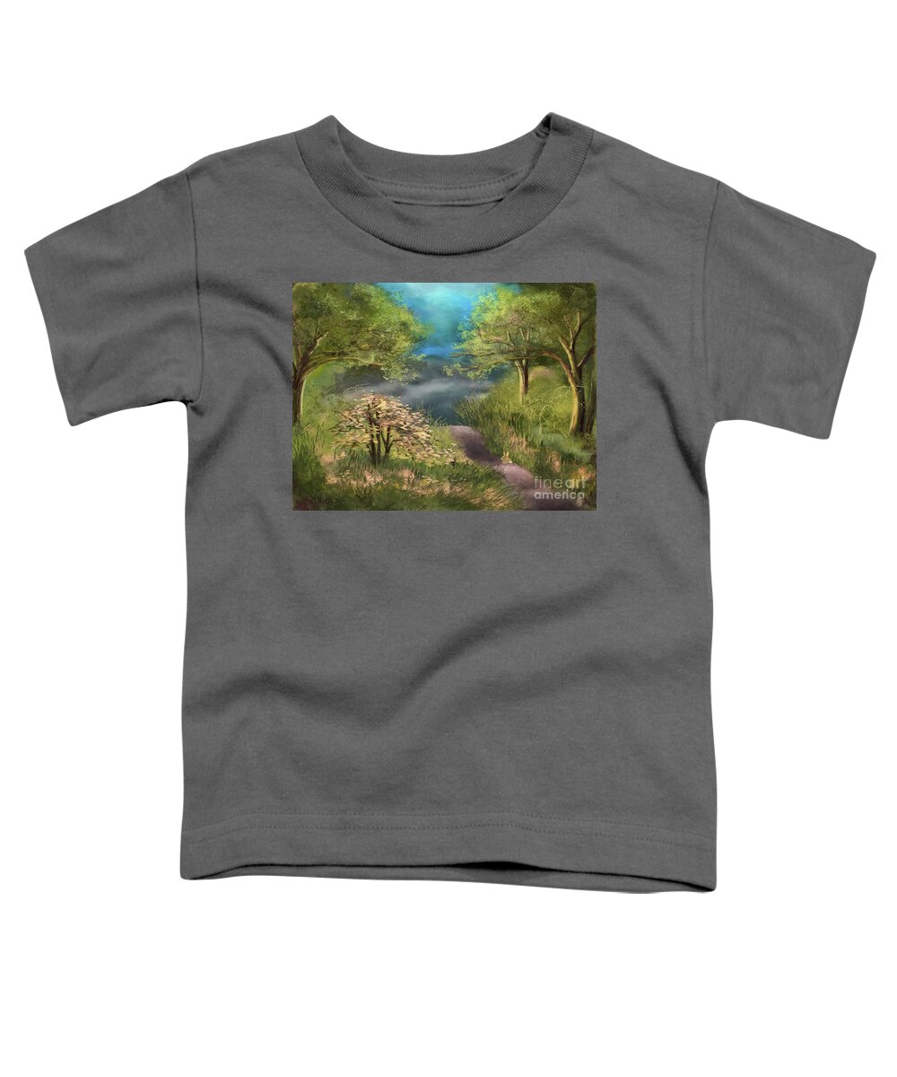 Mountain Toddler T-Shirt featuring the digital art Along The Mountain Trail by Lois Bryan