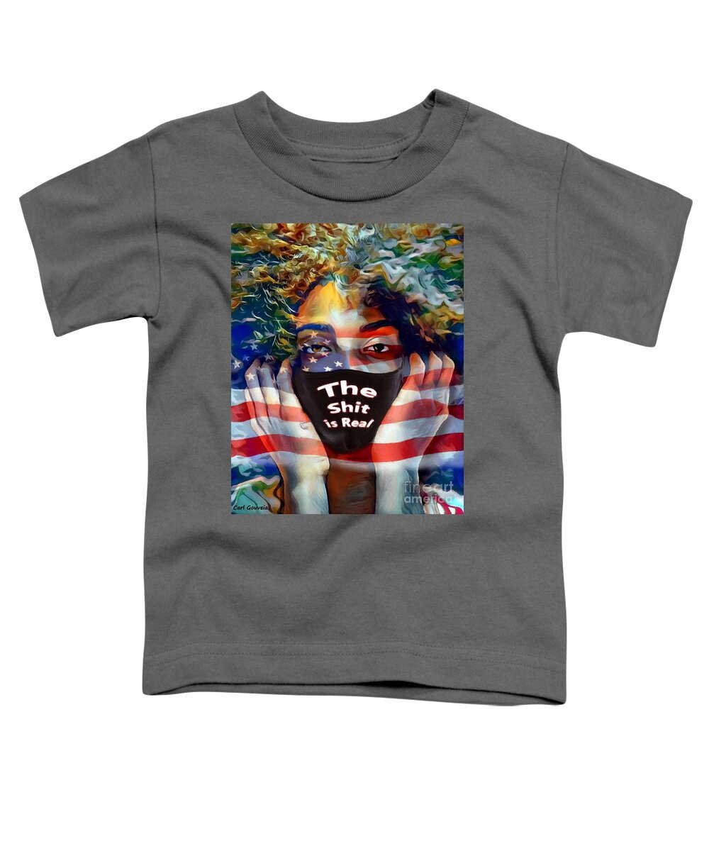 American Woman Toddler T-Shirt featuring the mixed media American 2020 by Carl Gouveia