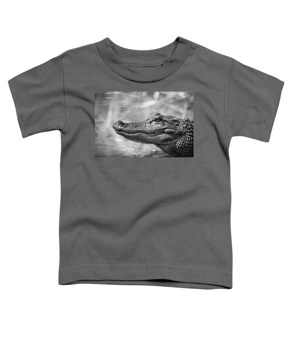 Alligator Toddler T-Shirt featuring the photograph American Alligator by the Neuse River in North Carolina by Bob Decker