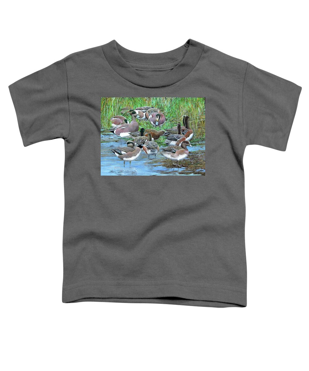 American Wigeon Toddler T-Shirt featuring the painting American Wigeon by Barry Kent MacKay