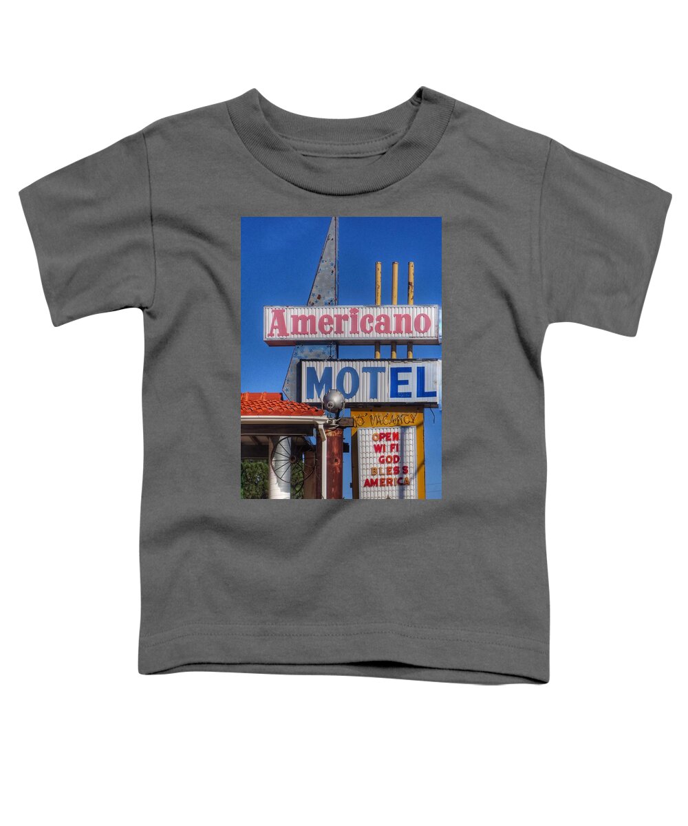 Vintage Sign Toddler T-Shirt featuring the photograph Americano Motel by Gia Marie Houck