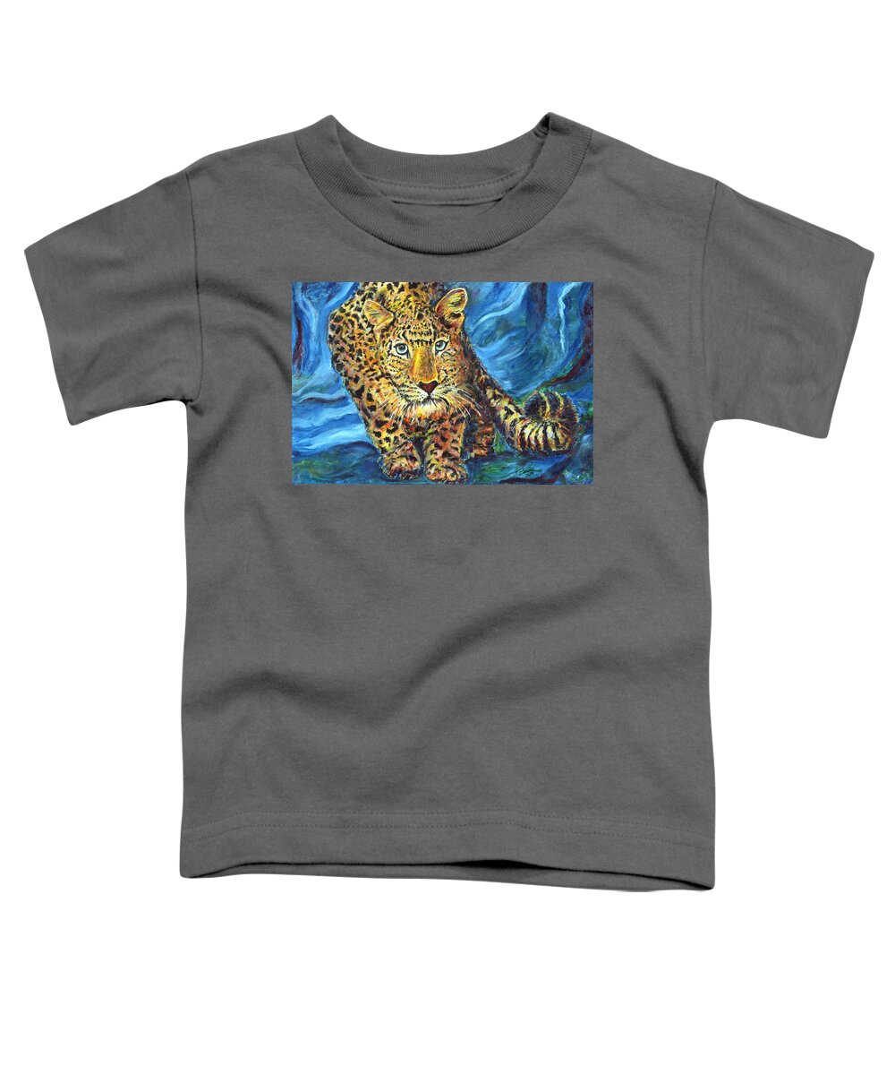 Amur Leopard Toddler T-Shirt featuring the painting Amur Leopard by John Bohn