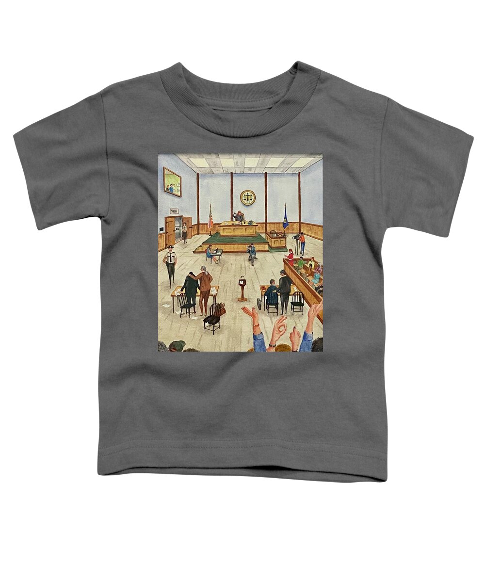 Court Toddler T-Shirt featuring the painting An Open and Shut Case by Joseph Burger