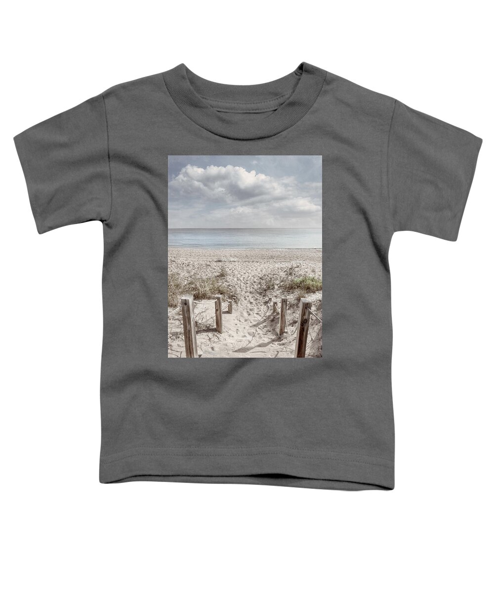 Clouds Toddler T-Shirt featuring the photograph Aqua Seas Soft Golden Sands by Debra and Dave Vanderlaan