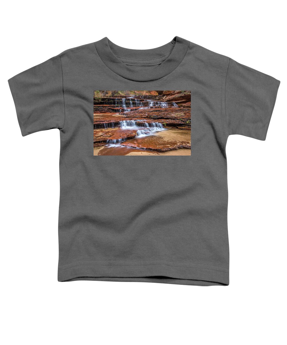 Archangel Falls Toddler T-Shirt featuring the photograph Archangel falls Zion Utah by Pierre Leclerc Photography