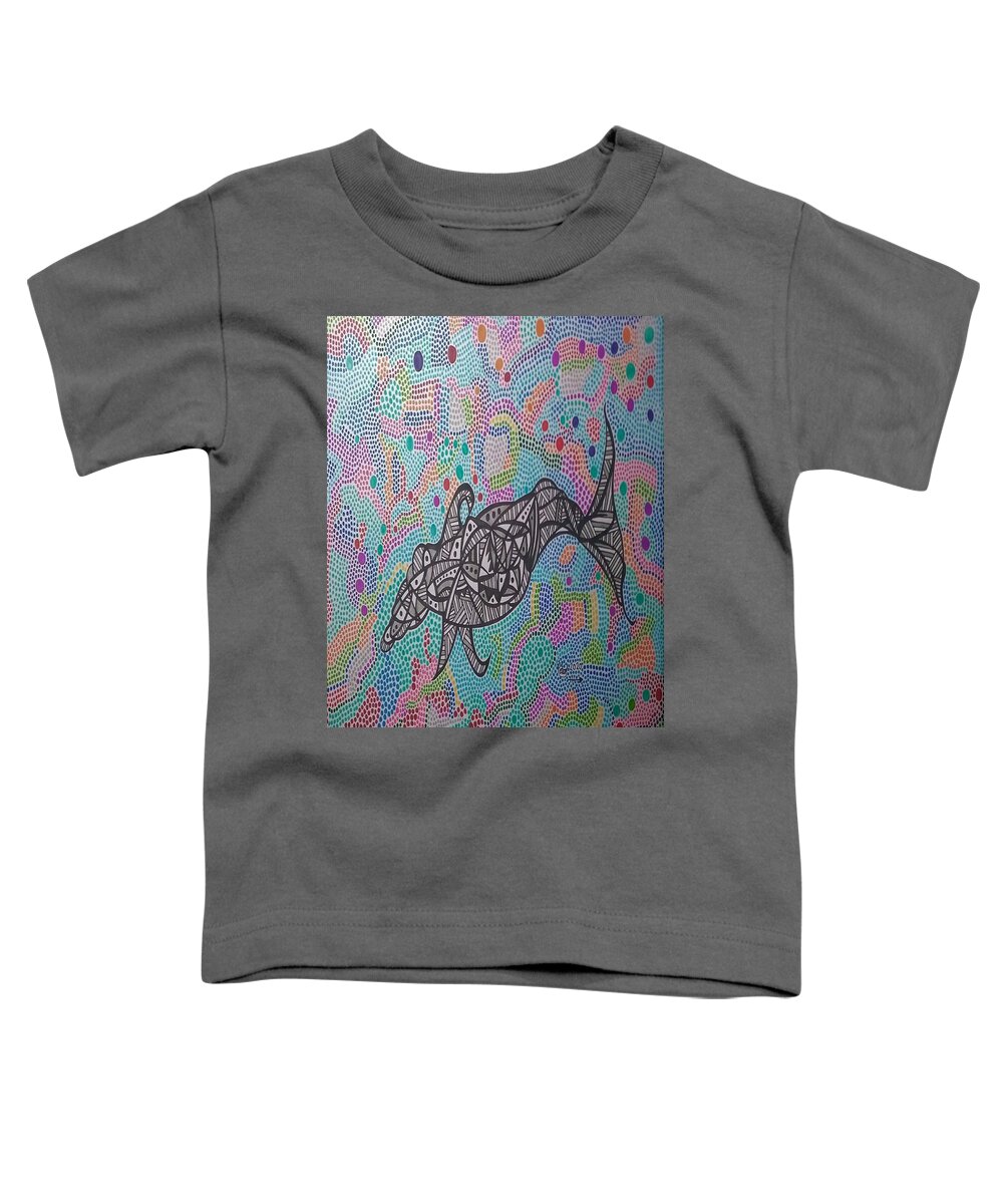 Dolphin Toddler T-Shirt featuring the mixed media Spotted Dolphin by Peter Johnstone