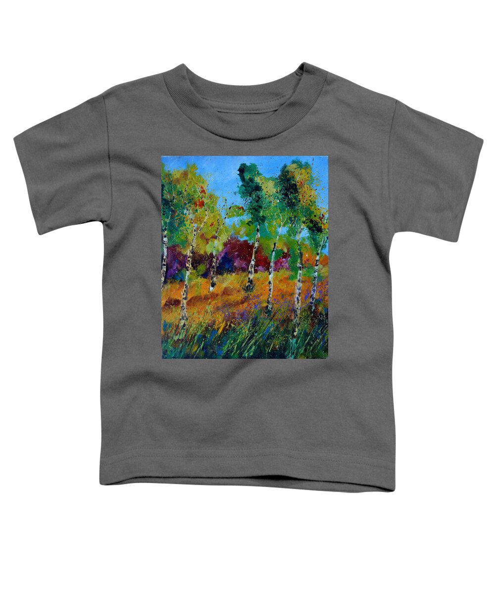 Landscape Toddler T-Shirt featuring the painting Aspen trees in autumn by Pol Ledent
