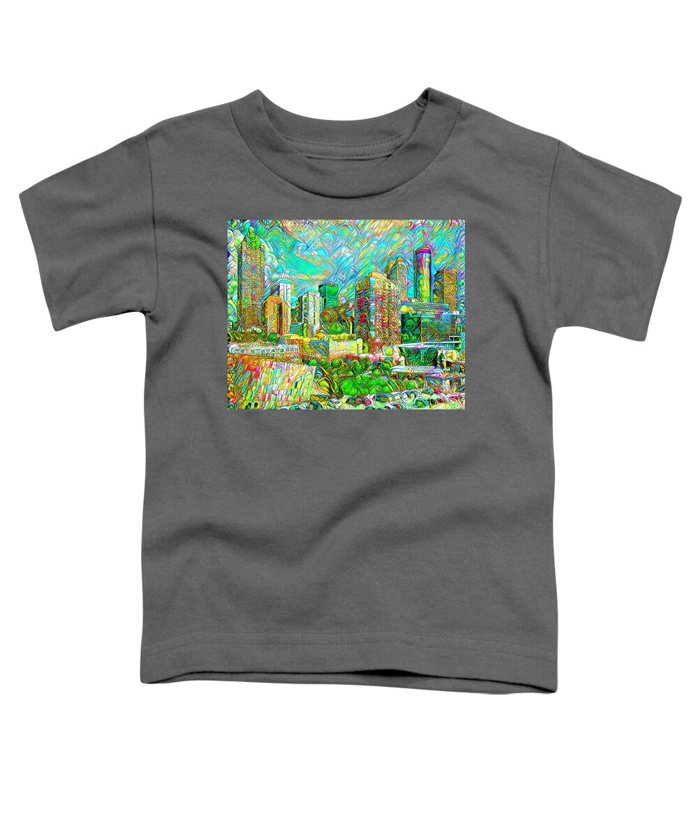 Wingsdomain Toddler T-Shirt featuring the photograph Atlanta Georgia Skyline in Contemporary Vibrant Colorful Motif 20200509 by Wingsdomain Art and Photography