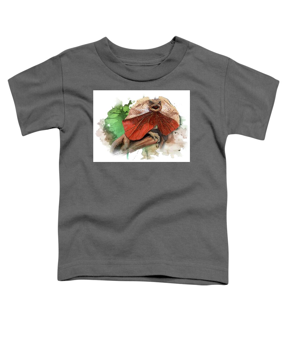 Art Toddler T-Shirt featuring the painting Australian Frilled Necked Lizard by Simon Read