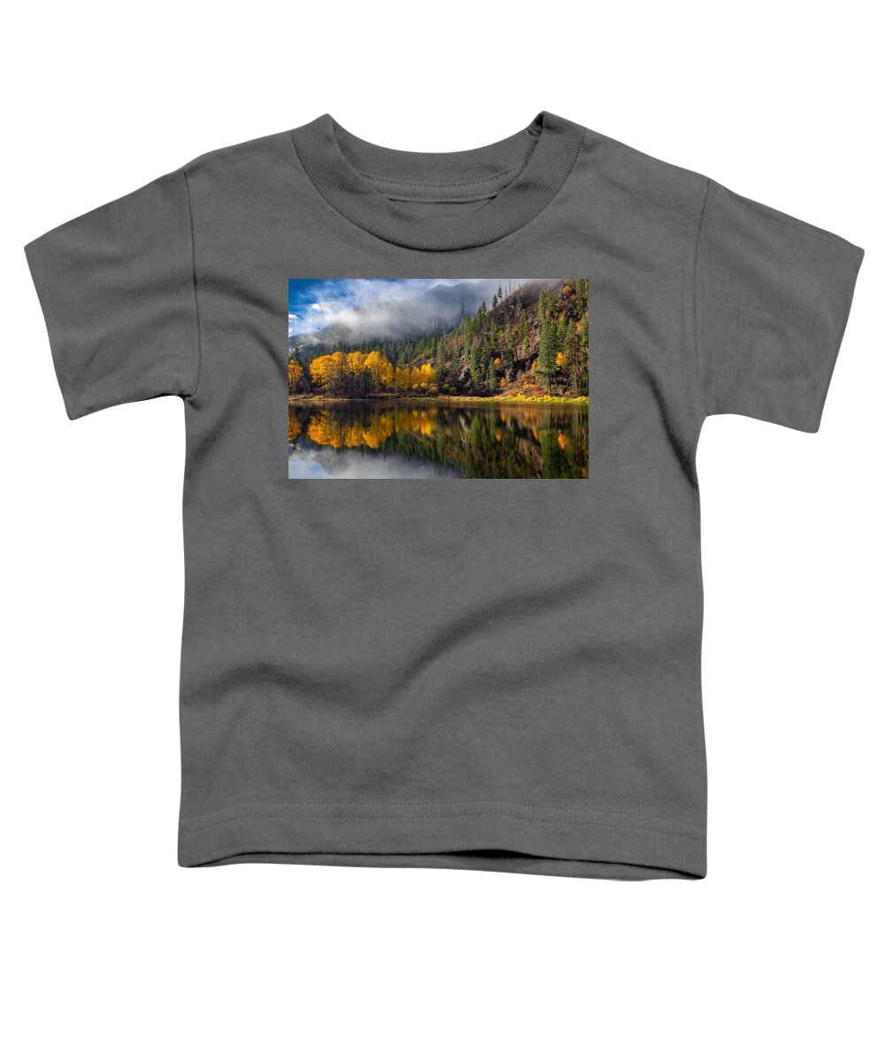 Autumn Colors And Reflection Toddler T-Shirt featuring the photograph Autumn colors and reflections by Lynn Hopwood