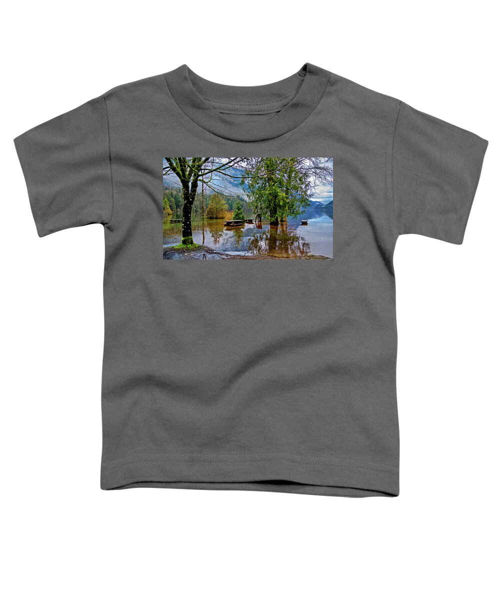 Alex Lyubar Toddler T-Shirt featuring the photograph Autumn flood on the picnic place by Alex Lyubar