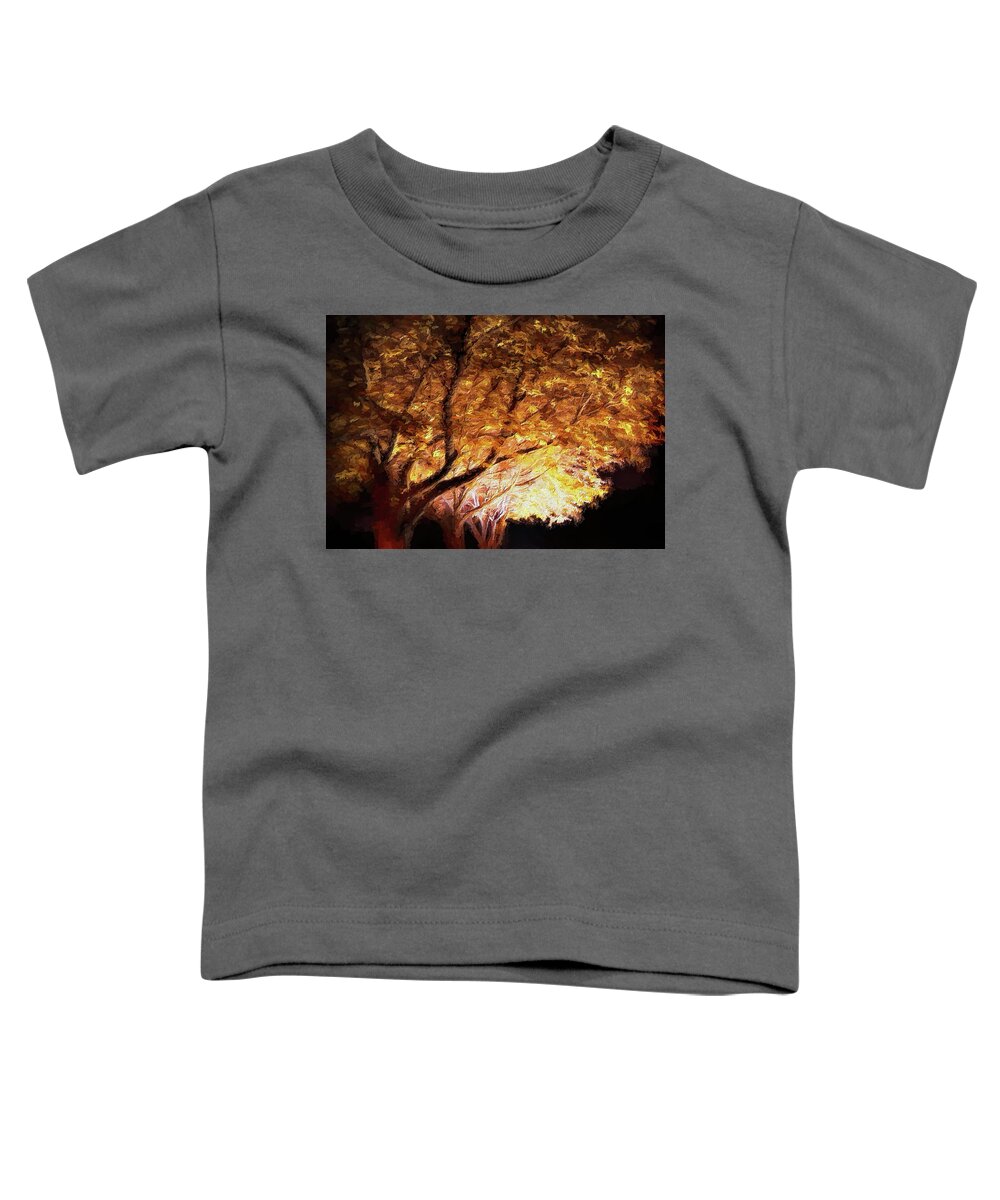 Autumn Toddler T-Shirt featuring the painting Autumn Glow at Night by Dan Carmichael