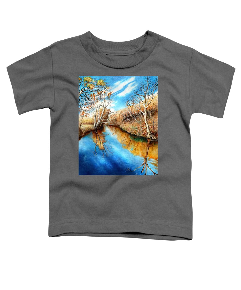 South Elkhorn Creek Toddler T-Shirt featuring the drawing Autumn on the Elkhorn by David Neace