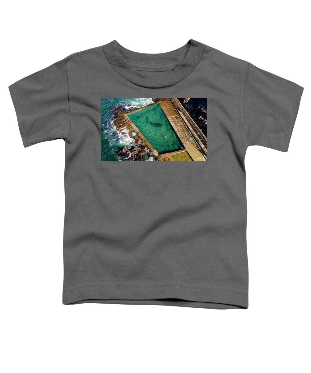 Beautiful; Nature Background; Landscape; Rocks; Cliffs; Rock Pool; Tourism; Travel; Summer; Holidays; Sea; Surf; Australia; Swim; View; Natural; Nature; Shore; Texture; Rock; Scenery; Toddler T-Shirt featuring the photograph Avalon Rock Pool No 1 by Andre Petrov