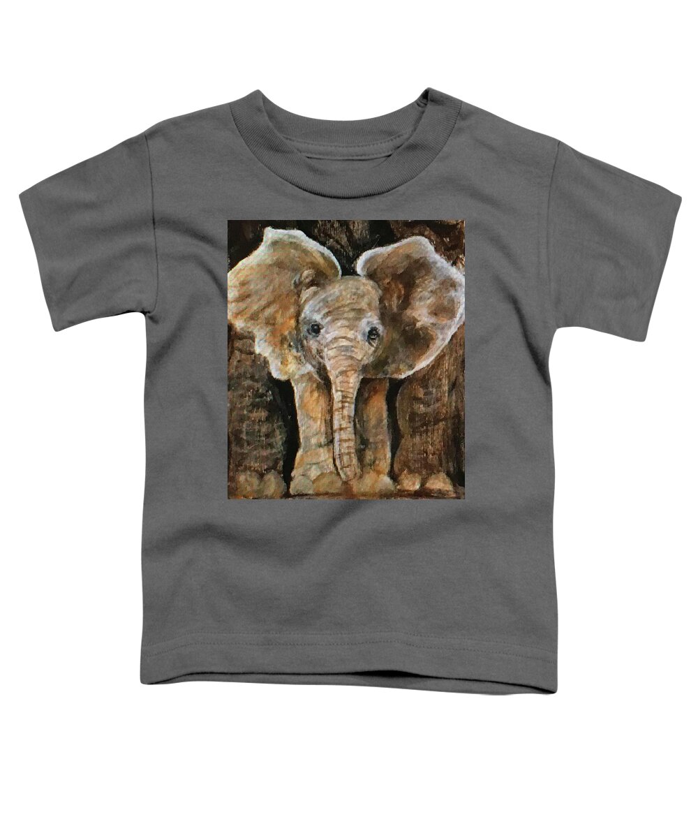 Art Toddler T-Shirt featuring the painting Baby Elephant by Tammy Pool