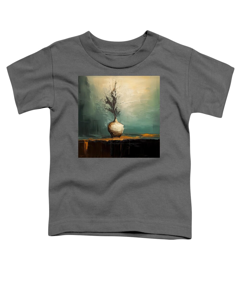 Turquoise And Gold Toddler T-Shirt featuring the painting Back To Time - Turquoise and Gold Art by Lourry Legarde